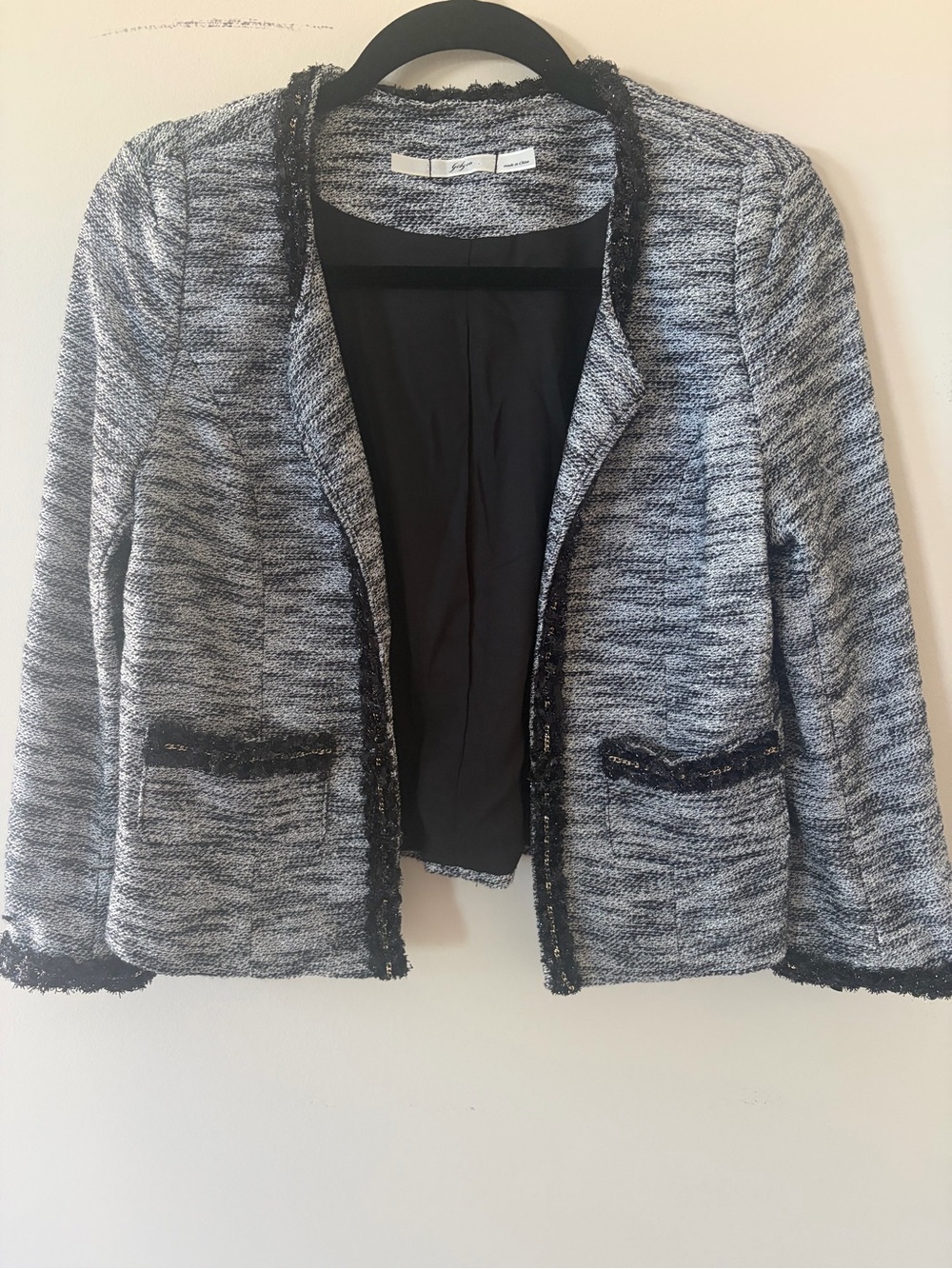 Gibson Black & White Tweed Open-Front Women’s Jacket